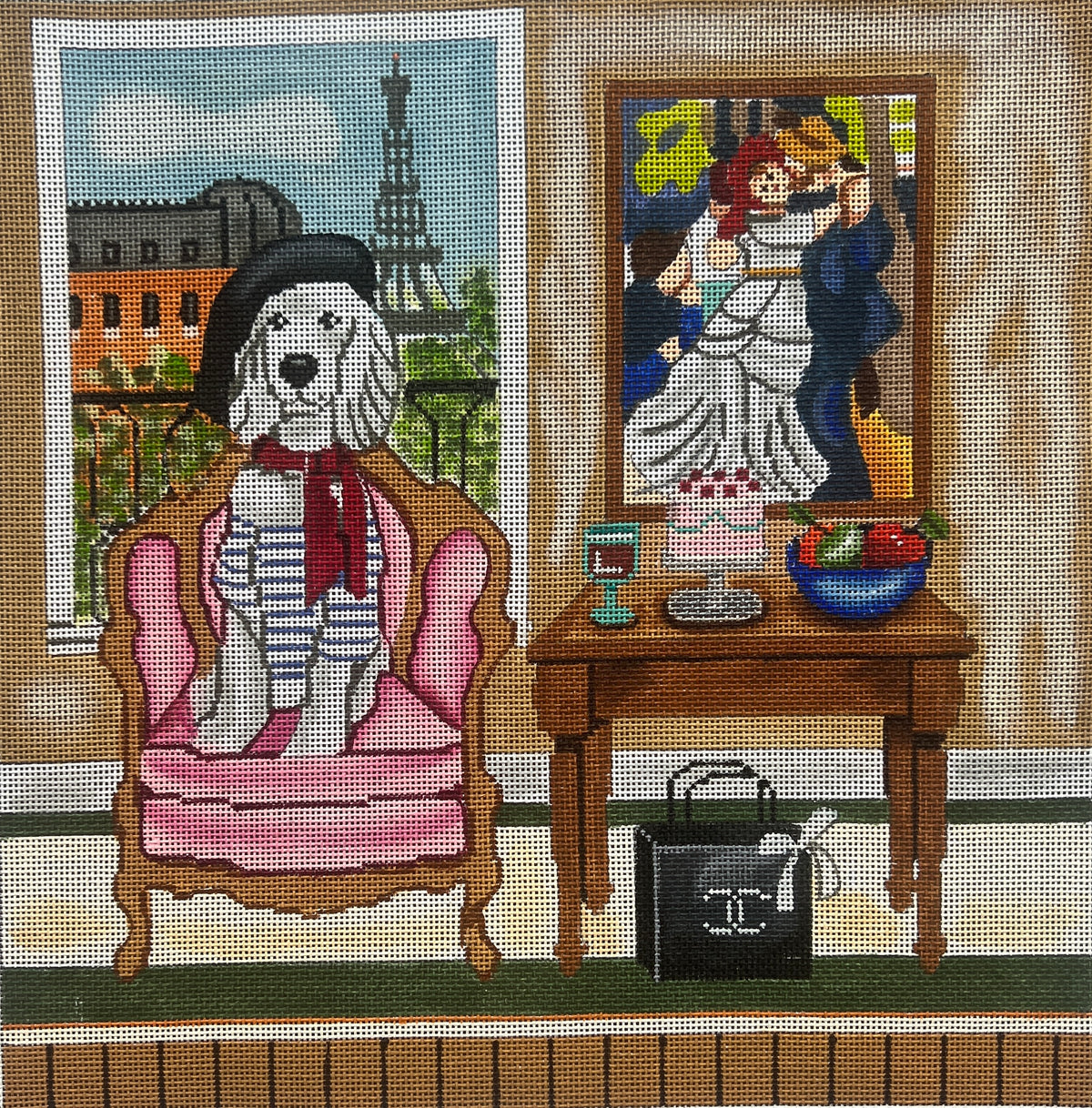 GE P393	French Poodle with Painting by Gayla Elliot