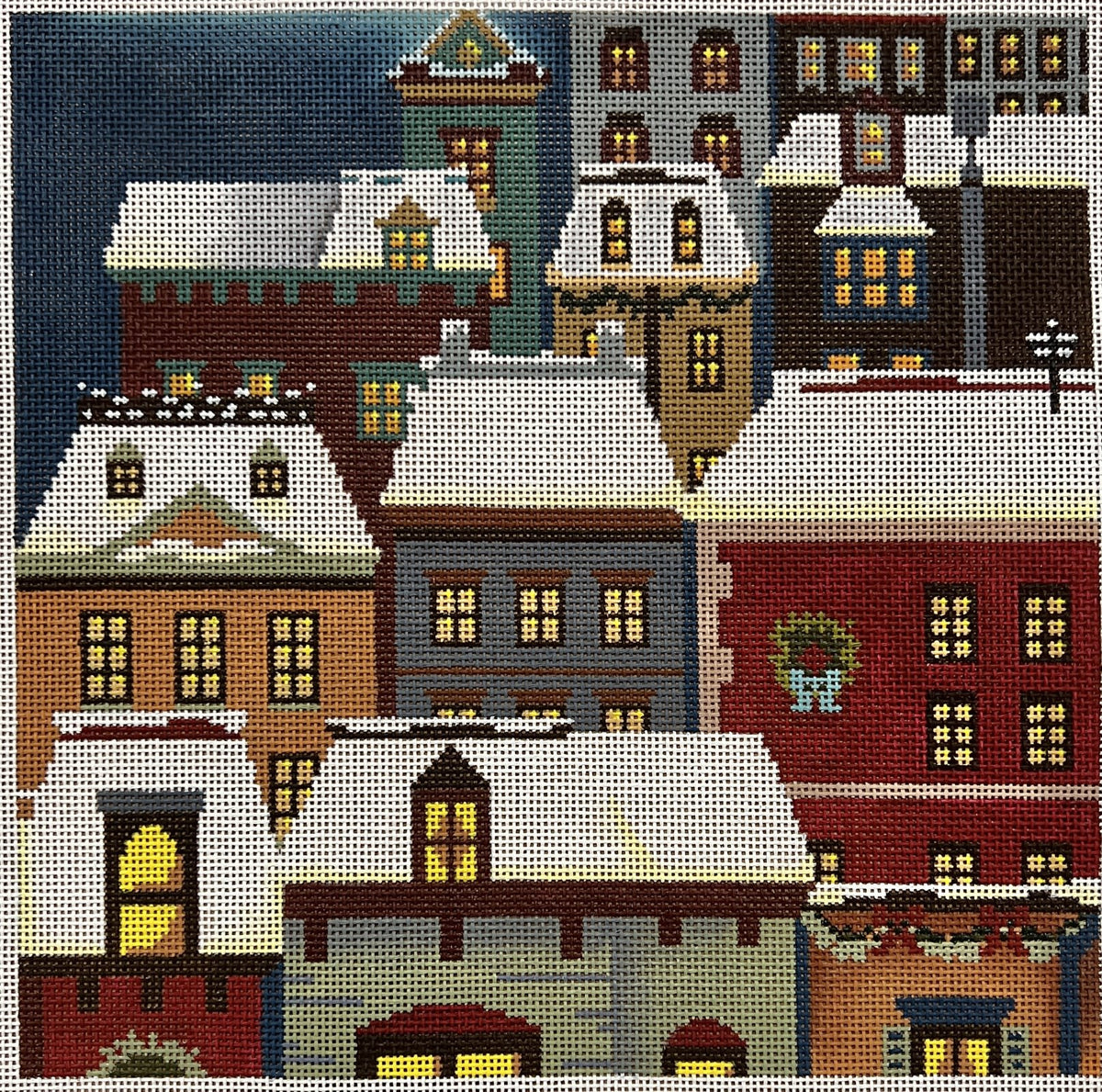 PLD-AC-013 CHRISMAS EVE TOWN PILLOW BY ABIGAIL CECILE
