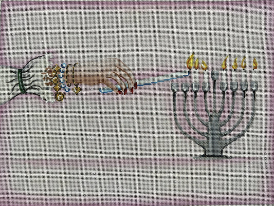 PM20113 LADY LIGHTING MENORAH BY PATTI MANN