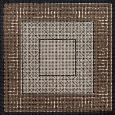 GREY BROWN GREEK KEY TEFILLIN BAG by JP NEEDLEPOINT - JPTB89