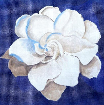 KCN KCD4477 WHITE FLOWER ON BLUE PILLOW by KCN Designers