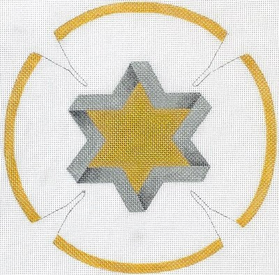 KDKIP05 GOLD SILVER STAR YARMULKE by Kate Dickerson