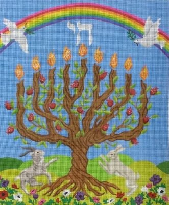 KDPL442 TREE OF LIFE MENORAH by Kate Dickerson