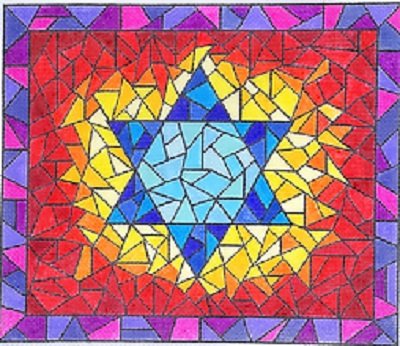 KDTAL10  STAINED GLASS STAR TALLIS BAG by Kate Dickerson