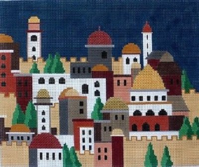 KPPF162a CITY OF JERUSALEM NIGHT TALLIS DARK BLUE by Katherine Parfet