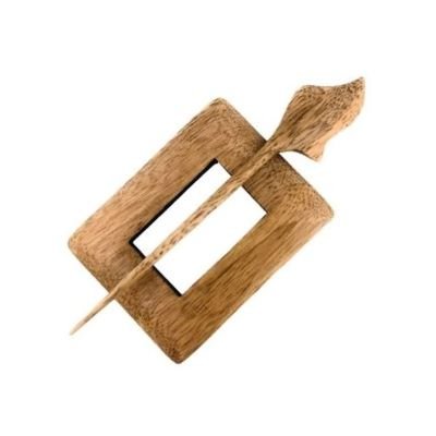 LYKKE RECTANGULAR HANDCRAFTED WOOD SHAWL PIN Choose your color