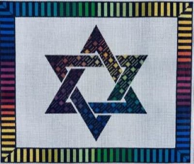MIN2622-13 RAINBOW STAR OF DAVID TALLIS BAG by Mindy Needlepoint