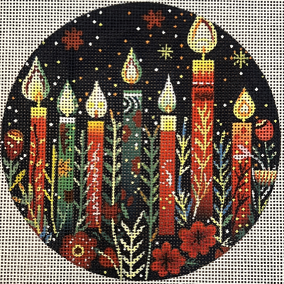 MIN ON9-18 NINE CANDLES Round by Mindy Needlepoint