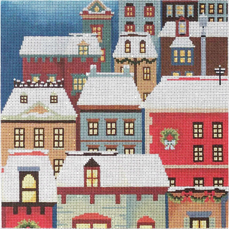 PLD AC013 CHRISTMAS EVE TOWN PILLOW by Abigail Cecile for PLD Designs