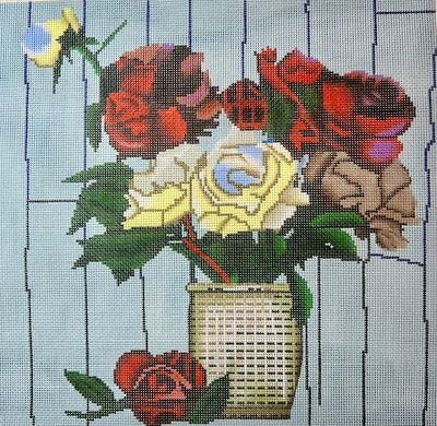 PM50030 ROSES IN VASE by Patti Mann