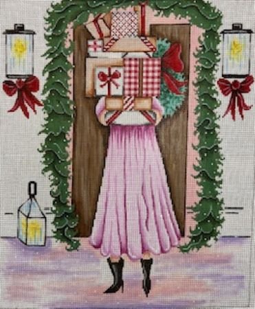  CHRISTMAS GIRL with PACKAGES  by Patti Mann PM20139