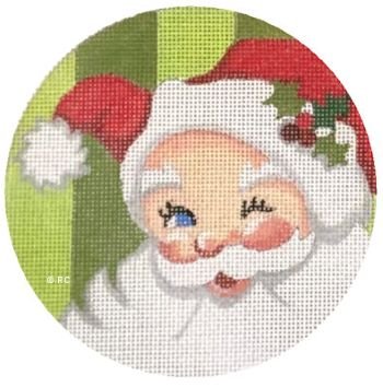 RCHO2071 SANTA ROUND GREEN BACKGROUND by Raymond Crawford