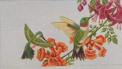 SRLGDP513 HUMMINGBIRDS IN FLORAL VINES by Liz Goodrick Dillon for Susan Roberts
