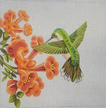 SRLGDSP408 HUMMINGBIRDS IN TRUMPET VINES by Liz Goodrick Dillon for Susan Roberts - copy