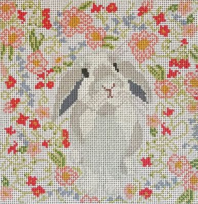 SWS BFB-13 Grey Floral Bunny by Stitching with Stacey