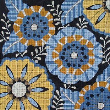BLUE BLACK GOLD FLORAL by Amanda Lawford STITCH GUIDE VNGAL25019sg