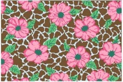 VL 611B PINK FLOWERS ON GIRAFFE PRINT BAG or PILLOW by Voila Needlepoint