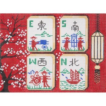 AP2777 RED CHERRY BLOSSOM MAH JONGG by Alice Peterson