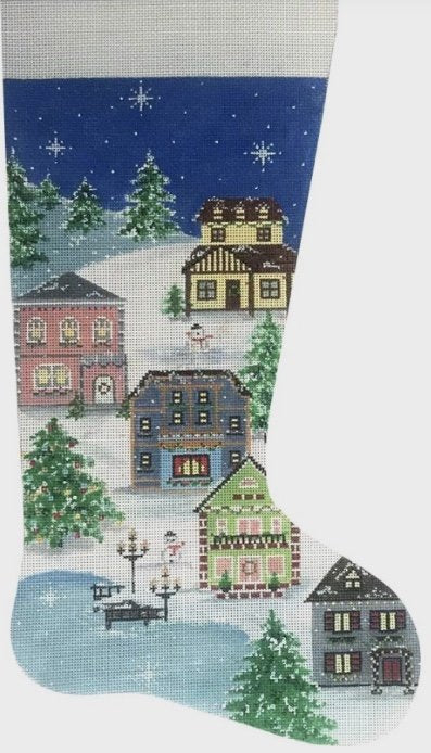 AP2845 Winter Village Stocking by Alice Peterson