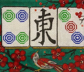 AP2974 CHERRY BLOSSOM ON GREEN MAH JONGG by Alice Peterson