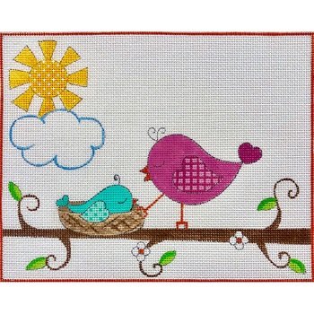 AP3778 MAMA and BABY BIRD BIRTH ANNOUNCEMENT by Alice Peterson