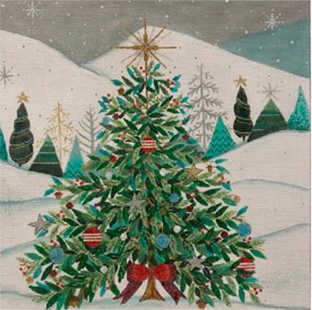 AP4284 CHRISTMAS TREE with Red Bow Pillowby ALICE PETERSON