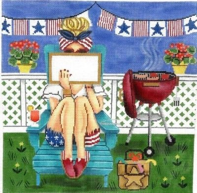 GEP396 4th of JULY STITCHING GIRL by Gayla Elliott