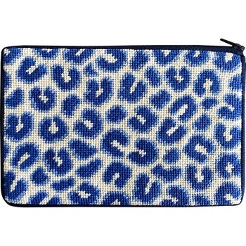APSZ638 NAVY LEOPARD NEEDLEPOINT PURSE STITCH 'N ZIP KIT by Alice Peterson