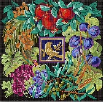 CBKKDSPL26-SEVEN SPECIES LIFE with BIRD CHALLAH COVER by CBK NEEDLEPOINT