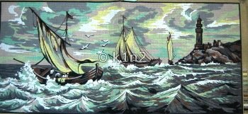 CDA13921-SAILBOATS WITH LIGHTHOUSE by Collection d'Art