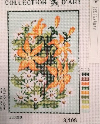 CDA3108-ORANGE LILLIES AND DAISIES by Collection d'Art