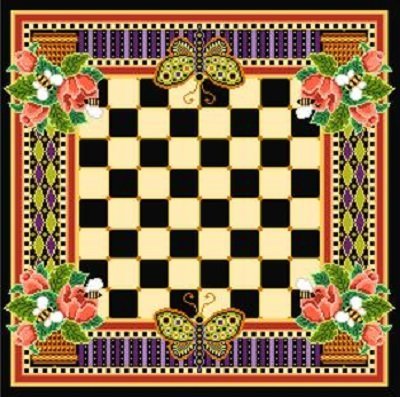 CWGB11 CHECKERS OR CHESS CHRISTMAS ROSES GAME BOARD by Canvasworks