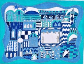 BLUE JERUSALEM TALLIS BAG by Danji Designs STITCH GUIDE-DAJW54Tsg
