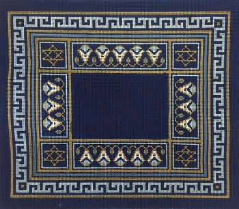 APEA105 BLUE FLORAL GEOMETRIC TALLIS by Alice Peterson