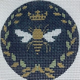 FS O26A BLACK BEE ROUND BOX TOP or ORNAMENT by Funda Scully