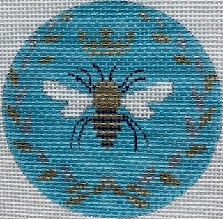 FS O26B AQUA BEE ROUND BOX TOP or ORNAMENT by Funda Scully
