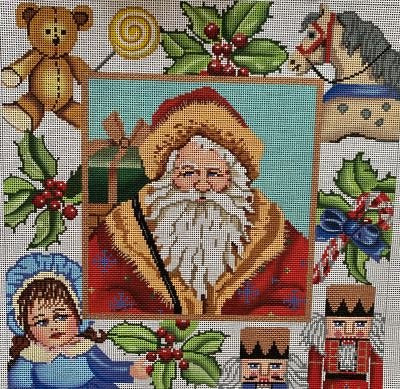 GE680 SANTA COLLAGE PILLOW by Gayla Elliott