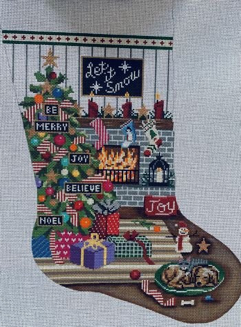 GE718 LET IT SNOW LIVING ROOM STOCKING by Gayla Elliott