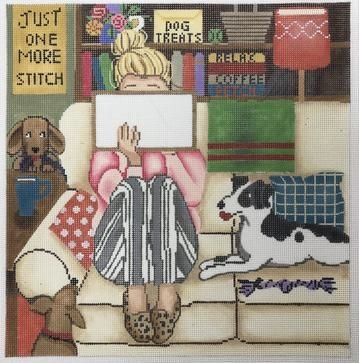 GEP309 Stitching Girl with Dogs by Gayla Elliott