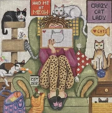 GEP325 Stitching Girl Cat Lady by Gayla Elliott