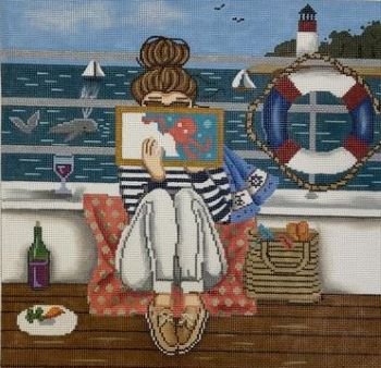BOATING STITCHING GIRL by Gayla Elliot STITCH GUIDE GEP335sg
