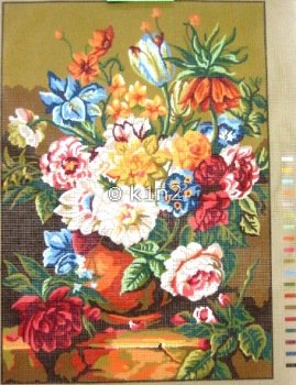 Orange Vase with Flowers by Gobelin-GOB14836