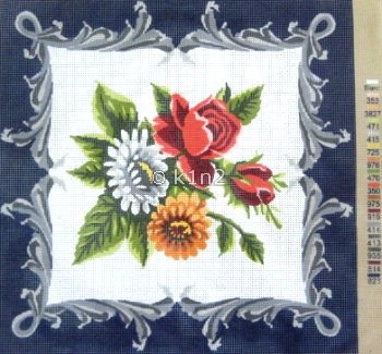 Flowers with Blue Border by Gobelin-GOB46370