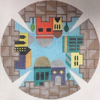 GS1LL117 JERUSALEM STONE YARMULKE by Gone Stitching