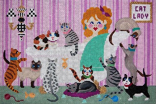 JPIPA451 - CAT LADY by JP NEEDLEPOINT