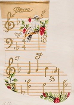 JG100 PEACE MUSICAL SCORE CHRISTMAS STOCKING by Janice GaynorI