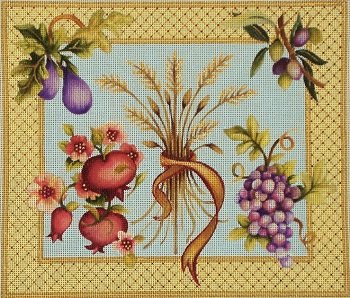 JGJJ110 WHEAT AND FRUIT SPECIES CHALLAH COVER by Janice Gaynor