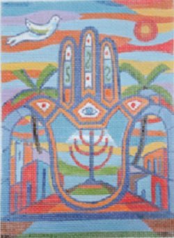 JMMS109 MENORAH CELEBRATION HAMSA by Marcia Steinbock for Julie Mar