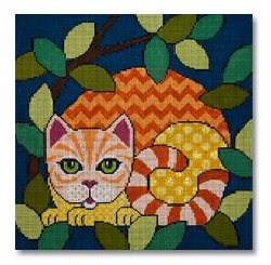 OUT CATTIN' AROUND ORANGE TABBY BY JP NEEDLEPOINT - JPA321