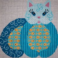 RECLINING FISHING KITTY BY JP NEEDLEPOINT - JPA421